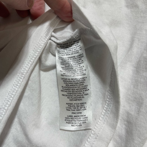 Adidas White Long Sleeve Tee with Blue and Green Accents - Picture 6 of 6